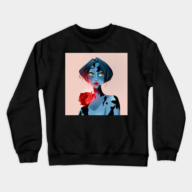 Mermaid Girl with Rose Crewneck Sweatshirt by Seda